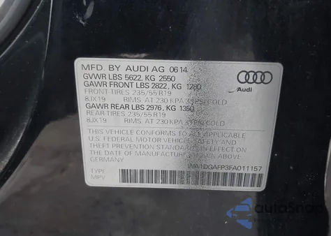 2015 Audi Q5 3.0T Premium Plus z USA, uszkodzony, nr VIN WA1DGAFP3FA011157